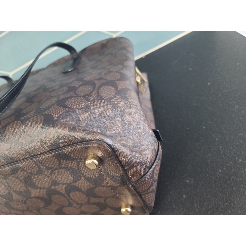 Coach Authentic Brown Signature Coated Canvas Large Avenue Carryall Tote - Picture 14 of 16